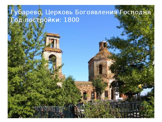 Церковь Богоявления в селе Губарево Семилукский район